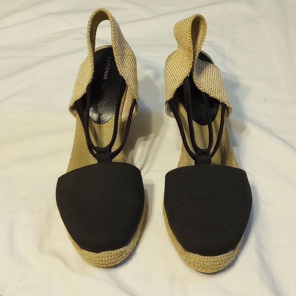 Black and Tan Adrienne Vittadini Wedge Sandals - Picture 2 of 11